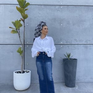 חצאית ג'ינס מקסי לייקרה כחול כהה