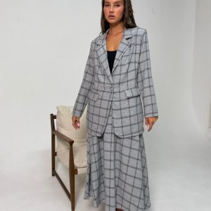 חליפת בלייזר מהודרת צבע אפור