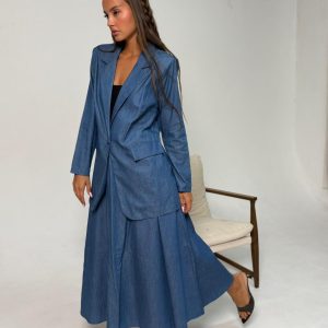 חליפת בלייזר ג'ינס בהיר