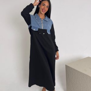 שמלות פוטר ייבוא שילוב ג'ינס בצבעים