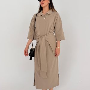 שמלה צווארון 2 חלקים בצבעים