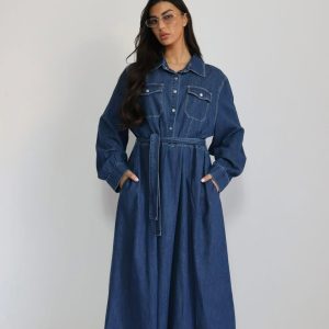 שמלות מקסי ג'ינס ב3 צבעים