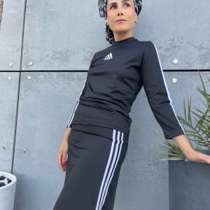 בגד ים/חליפת ספורט עם טייץ מחובר צבע שחור