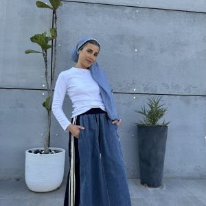 חצאית ג'ינס פס